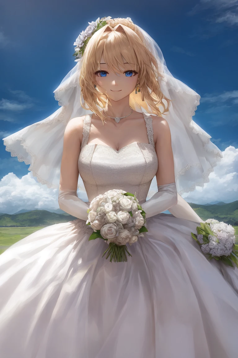 [Holara] cheveux mi-longs femme rire ciel Chef-d'œuvre robe de mariée robe [Illustration]